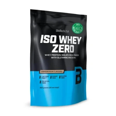 Image of BioTechUSA Iso Whey Zero Premium Protein Isolate Grass Fed Enzyme Free Sugar and Gluten Free, 500 g, Cookies &amp; Cream