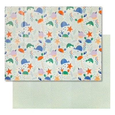 Image of Nuby Foldable Reversible Play Mat Easy Clean Waterproof Suitable from Birth (Ocean Friends)