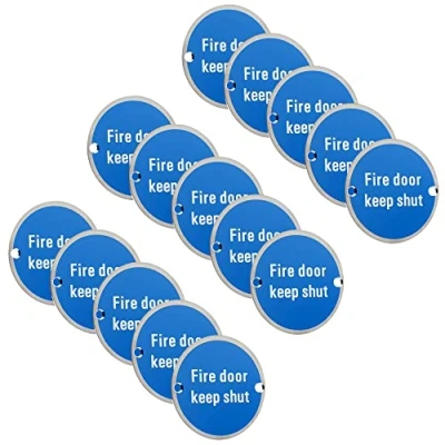 Image of Fire Door Keep Shut Sign Round Metal Disc Stainless Steel 76 x 1.5mm Pack of 15