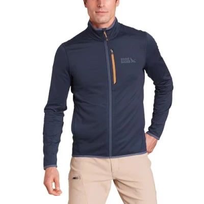 Image of Eddie Bauer Men&#039;s Activator Grid Long Sleeve Full Zip Fleece Sweater, Storm, M