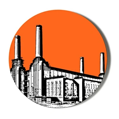 Image of BATTERSEA POWER STATION POP ART ORANGE BACKGROUND 58mm Large Fridge Magnet