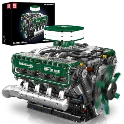 Image of Mould King 10182 Technik V8 Engine Building Blocks Toy Set, Twin Turbo Clamping Construction Kit, Gift Collectibles for Adults Boys Girls(2718 PCS)