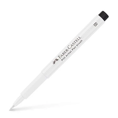Image of Faber Castell Art &amp; Graphic Pitt Artist Pen Brush India Ink Pen, White, Single For Art, Craft, Drawing, Sketching, Home, School, University, Colouring