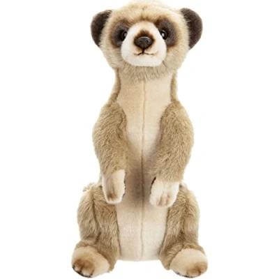 Image of VFM Desert Meerkat 30cm Plush Soft Toy Super Fluffy Luxury Lifelike Beige &amp; Brown Mongoose Stuffed African Animal Teddy Natural World Collection