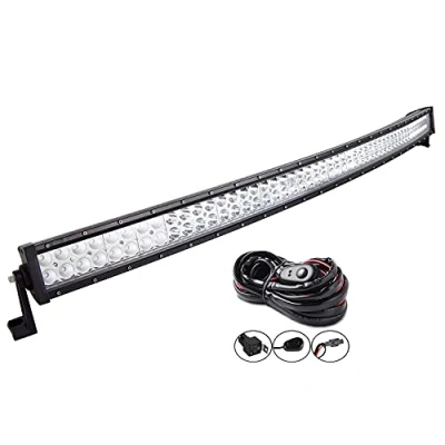 Image of AUXTINGS 52 inch 300W Curved Flood Spot Combo Led Light Bar Offroad Driving Lights with Wiring Harness for 4x4 Trucks Tractor Boat and etc