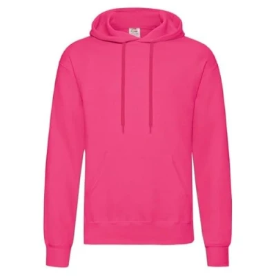 Image of FRUIT OF THE LOOM Men&#039;s Classic Hooded Sweatshirt, Fuchsia, XL UK