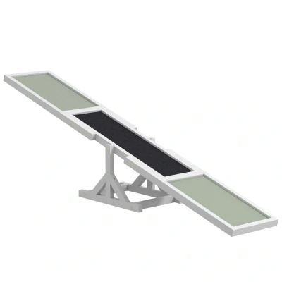 Image of PawHut Wooden Pet Seesaw for Big Dogs, Agility Training Equipment Dogs with Anti Slip surface, 180 x 30 30cm White