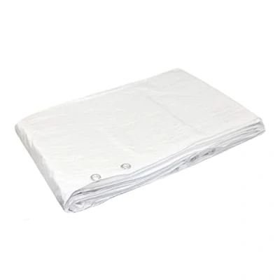 Image of 8 x 10 m White Tarpaulin Waterproof Heavy Duty Tarp Sheet Cover, Groundsheet Waterproof, Weatherproof, Frost Resistant, UV Protection, Universal, Multipurpose, Reinforced Eyelets