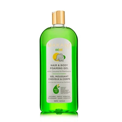 Image of Makari Baby Hair and Body Foaming Gel for Sensitive Delicate Skin, Hypoallergenic Paraben Free Wash Shampoo with Nourishing Coconut Oil &amp; Panthenol
