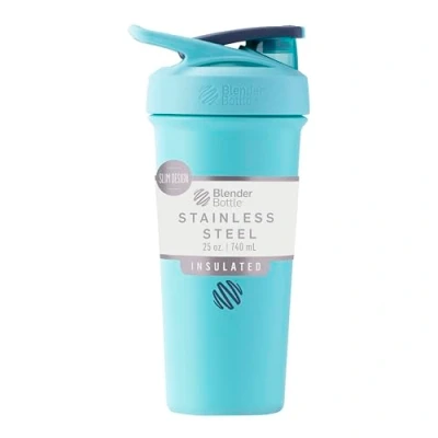 Image of BlenderBottle Strada Sleek Shaker Cup Insulated Stainless Steel Water Bottle with Wire Whisk, 750ml, Seafoam