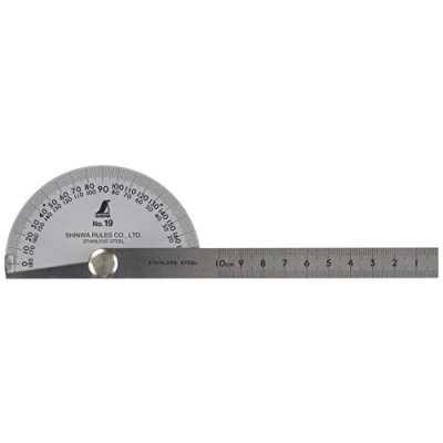 Image of Shinwa Sokutei Protractor (two pole) No.19 Silver [62490] (Japan Import)