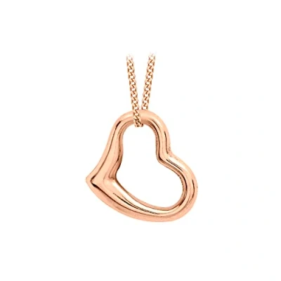 Image of Carissima Gold Women&#039;s 9 ct Rose Open Heart Pendant on Curb Chain of Length 46 cm