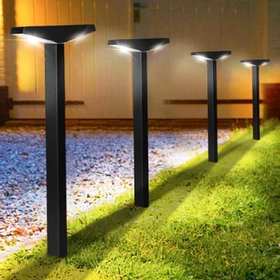 Image of Moman Solar Lights Outdoor Garden, 4 Pack Small Garden Powered Waterproof Stake Cold White LED Auto ON/Off for Pathway Patio Lawn Yard, Path