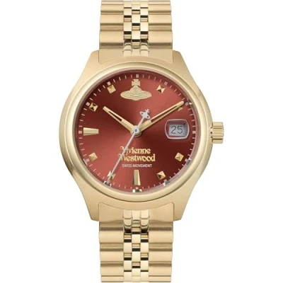 Image of Vivienne Westwood Little Camberwell 29mm Ladies Quartz Watch with Red Dial and Gold Stainless Steel Bracelet