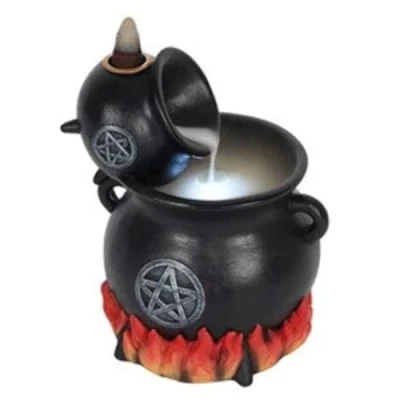 Image of Spirit of Equinox Cauldrons With Flames Bac k Flow Incense Cone Burner