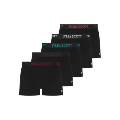 Image of Lyle &amp; Scott Men’s Miller 5 Pack Cotton Trunk Boxer Shorts New for AW24 Comfortable Stretch Fabric (XL, Regular, Black Multi)