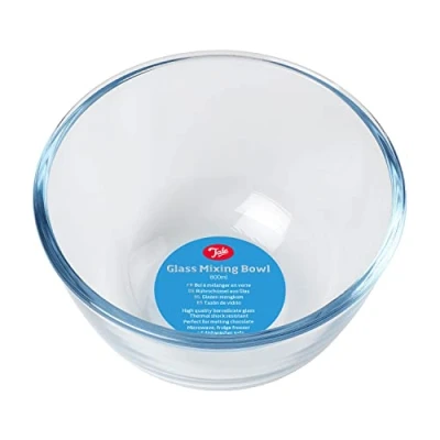 Image of Tala Borosilicate 800ml Glass Mixing Bowl, Perfect for Everyday Baking, Food Prep, Melting Chocolate, Withstands Temperatures up to 240ËšC, Fridge, Freezer and Dishwasher Safe, 10A26001, Transparent