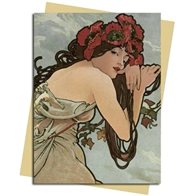 Image of Summer (Mucha) Greeting Card: Pack of 6 (Greeting Cards)