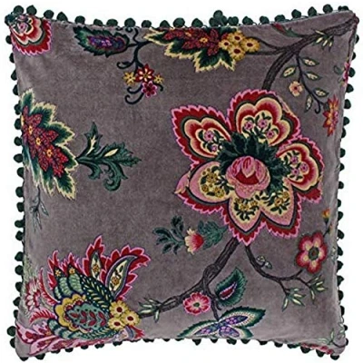 Image of Paoletti Palampur Velvet Feather Filled Cushion Mink Cotton Size 50 cm x