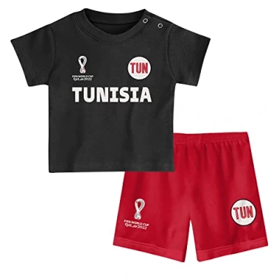 Image of Tunisia, Official Fifa 2022 Tee &amp; Short Set Away Country Shorts Set, Children&#039;s Medium, Age 3