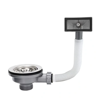 Image of ZINGKING Kitchen Sink Waste Kit with Overflow, 114mm Stainless Steel Overflow Kit, Square Interface (Square)