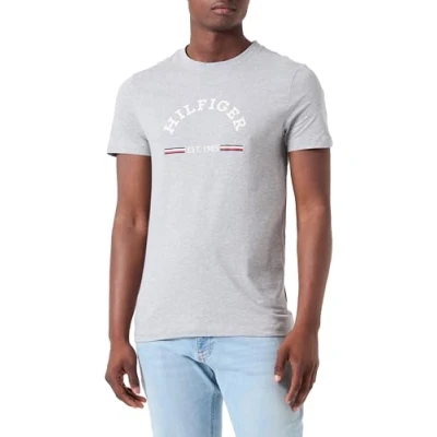 Image of Tommy Hilfiger ARCH TEE Print Tshirt, Men&#039;s, Size: XS, Light grey heather