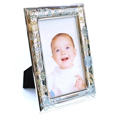 Image of 4&quot; x 6&quot; Its a Boy Baby Blue Photo Frame Engraved Free
