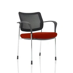 Image of Brunswick Deluxe Mesh Back Chrome Frame Bespoke Seat Chilli With Arms