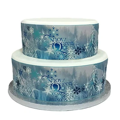 Image of Edible Decor Sheet Frozen Snowflake Ice Snow Queen Border Ribbon Perfect for Decorating Your Cakes Easy to Use