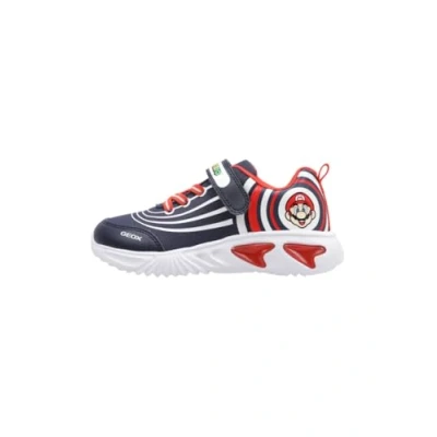 Image of Geox Light UP Nintendo Super Mario Assister BOY Trainers for kids, Size: 5, Navy/red Imitation leather/ textile