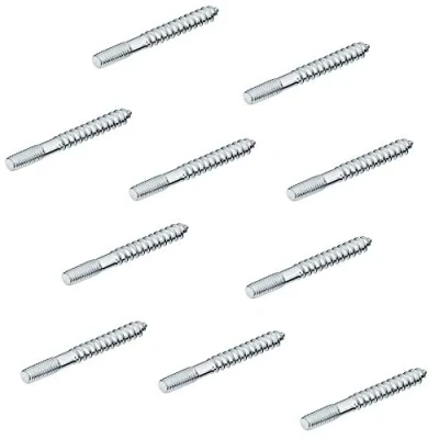 Image of Gedotec Hanger bolts M4 threaded screw for furniture knob, handles, wardrobe hooks and fittings, screws x 50 mm, galvanised steel, pack of 20, handle wood wall panels