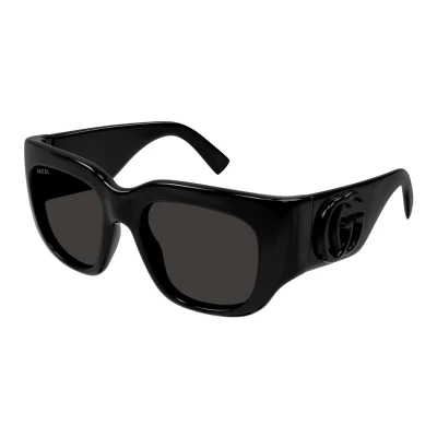 Image of Gucci Woman GG1545S 001 Sunglasses Injected Black Grey Squared