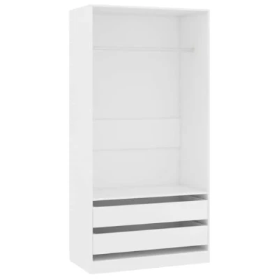 Image of vidaXL Wardrobe Clothing Cabinets Shelves Hangers Open Wardrobes Home Units Storage Closet Living Room Furniture 100x50x200cm White Chipboard