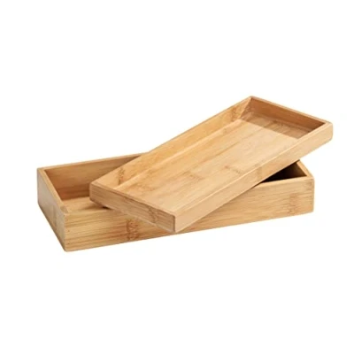 Image of WENKO Terra Bamboo Organiser Box with 3 Compartments Storage Box, Bathroom Basket, Bamboo, brown, Maße (B x H T): 24 6 10 cm