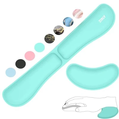 Image of ZIBLY Wrist Rest Keyboard and Mouse Set Non Slip Ergonomic Cushion Support Pad Easy Typing, Pain Relief Premium Silky Gel Memory Foam for Work from Home Gaming Computer Laptop