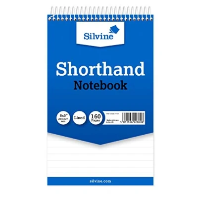 Image of Silvine 8x5&quot; Reporter&#039;s Spiral Shorthand Notebook with 160 Pages (Pack of 12), Blue (Cover may vary)