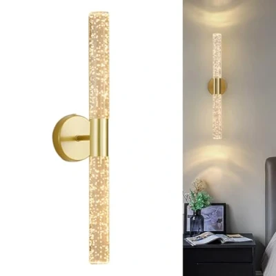 Image of TPWEWRX Nordic Modern Wall Sconce Bedside Simple Acrylic Light Lighting Fixtures Living Room Bedroom Lamp Hallway Lights (Gold,Warm Light)