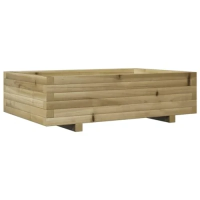 Image of vidaXL Garden Planter Rectangular 90x60x26.5 cm Impregnated Wood Pine Brown Raised Bed for Outdoor