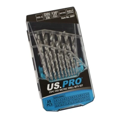 Image of US PRO Tools 25pc Hss Metric Drill Bit Bits Set 1mm to 13mm in case 2697