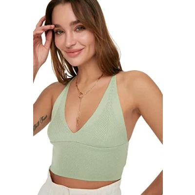 Image of Trendyol FeMan Slim fit Basic Scoop Neck Knitwear Blouse Mint