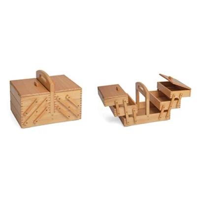 Image of Hobby &amp; Gift Wooden Cantilever Medium 3 Tier Craft Storage Box Light Wood