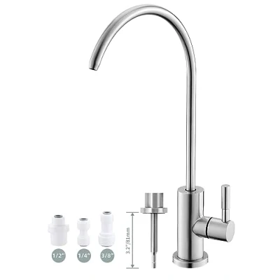 Image of Drinking Water Tap,Easy to Install Sink Filter Tap,Lead Free Reverse OsmosisTap for Kitchen Bar Sink,Brushed Nickel SUS304 Stainless Steel (Large)