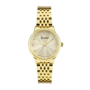 Image of Accurist Dress Ladies 28mm Quartz Watch in Champagne with Analogue Display, and Gold Stainless Steel Strap 77003