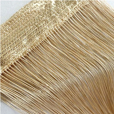 Image of Vidillo Door String Curtain, Wall Panel Fringe Window Room Divider Blind, Home Patio Bedroom Decorative Tassel Screen Ribbon Strings Strip Silver Thread for Wedding Coffee House (Champagne)