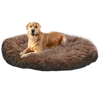Image of Plush Pet Calming Bed,XL Large Donut Cuddler Nest,XXL Warm Faux Fur Dog Cat Bed Cushion for Medium Extra Dog,Machine Washable 120cm