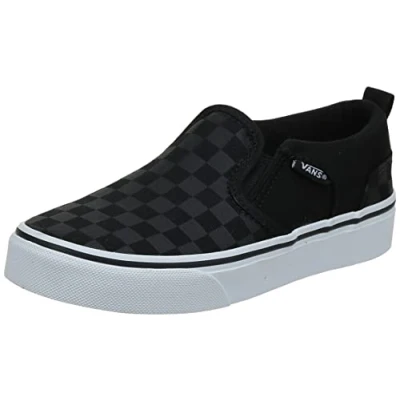Image of Vans Unisex Yt Asher Trainers, Checker Black Black, 4 UK