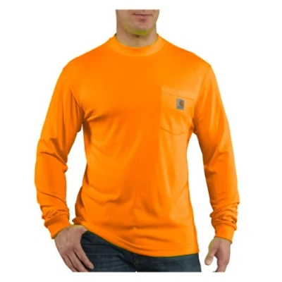 Image of Carhartt Men&#039;s High Visibility Force Color Enhanced Long Sleeve Tee,Brite Orange,X Large