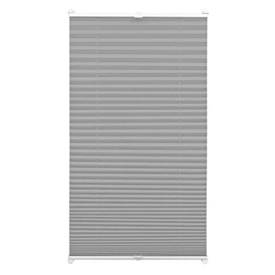 Image of Gardinia EASYFIX Pleated blind with 2 operating rails slate 45 x 130, Fabric 100% Polyester, 130 cm