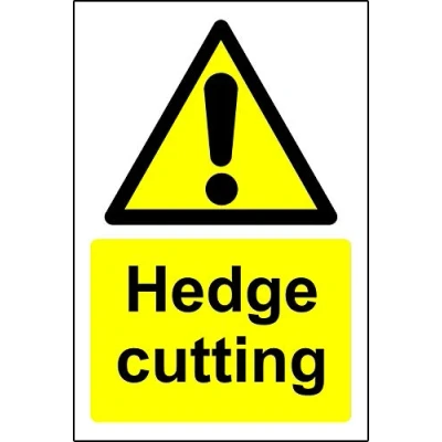 Image of Hedge cutting safety sign 1.2mm Rigid plastic 300mm x 200mm