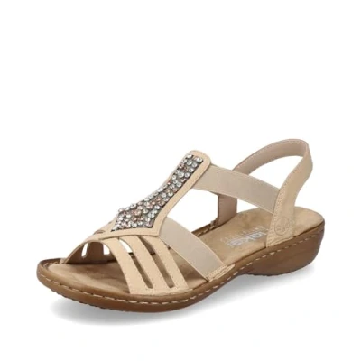 Image of Rieker Diamond 60803 Tan Synthetic Womens Sandals Standard Fit 6.5